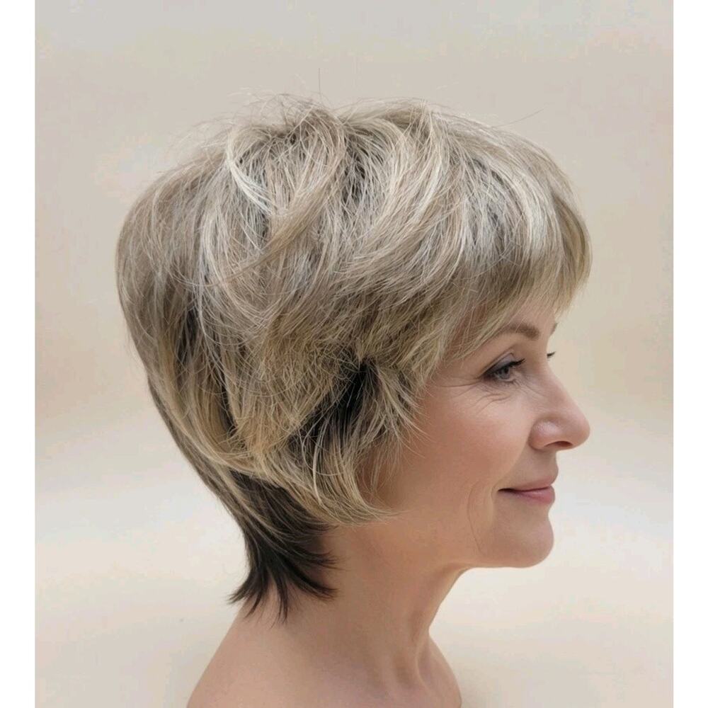 Noriko by Aderans "Sky" Short Layered Wig Ash Blonde Rooted Read Description Vtg